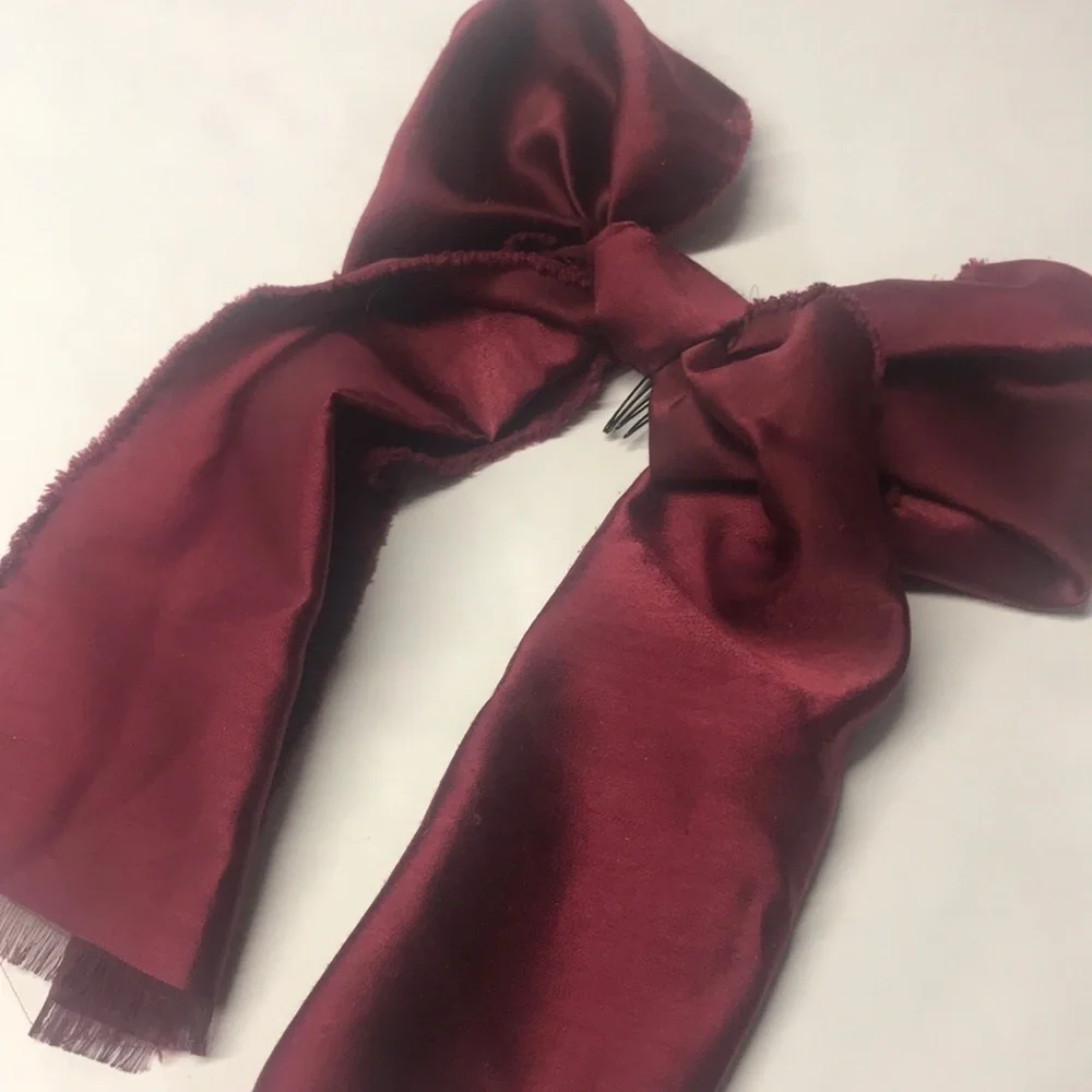 Anthropologie burgundy bow hair comb accessory new
